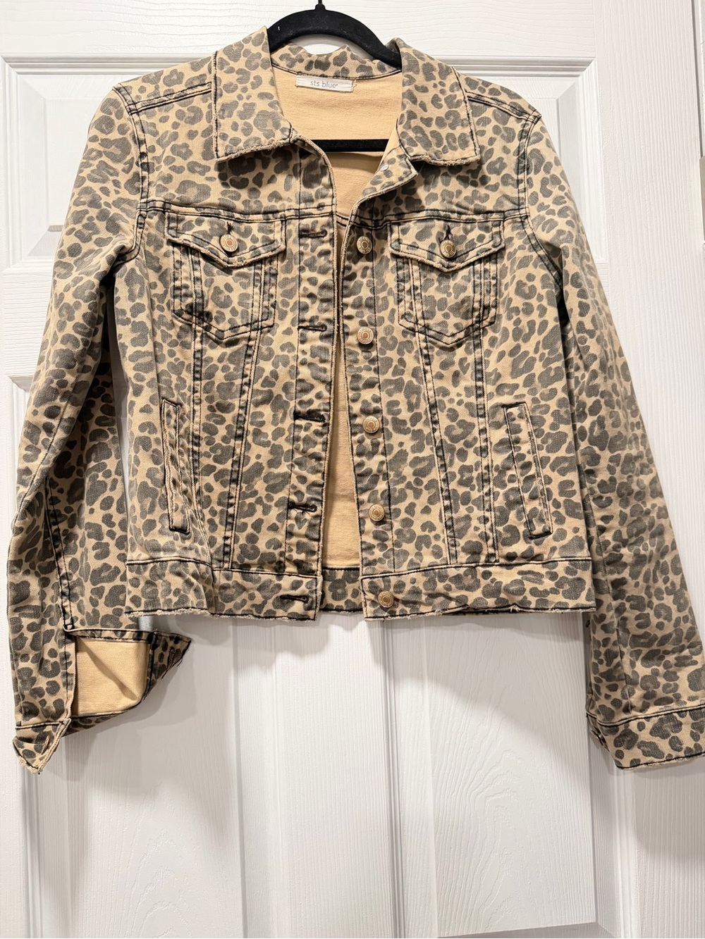 STS Blue Beige Leopard Print Denim Jacket